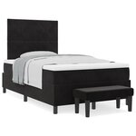 vidaXL Lit à ressort avec matelas et banc noir 120x200 cm en velours