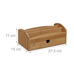 Distributeur de bureau 4 compartiments 1 tiroir porte-crayons bloc-notes organiseur fournitures bambou 13_0000929