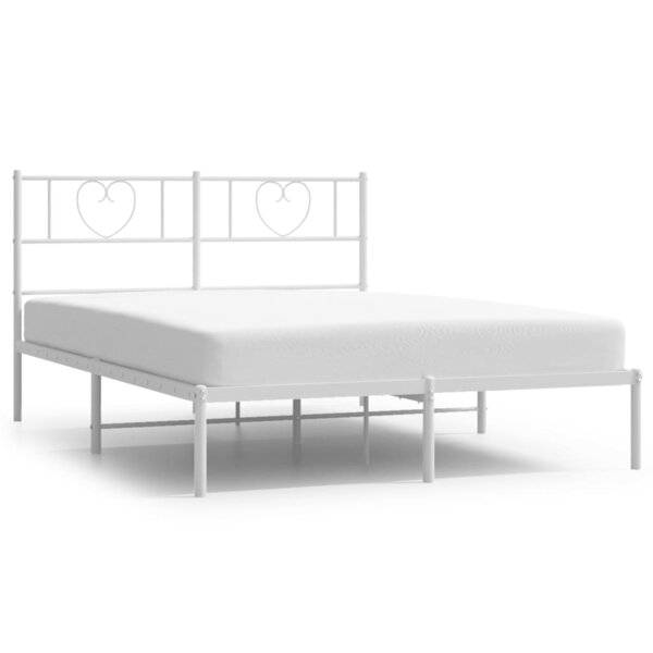vidaXL Cadre de lit métal avec tête de lit blanc 120x190 cm
