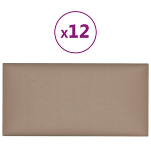 vidaXL Panneaux muraux 12 Pièces Cappuccino 60x30 cm Similicuir 2 16 m²