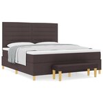 Lit à ressorts vidaXL avec matelas et banc marron foncé 180x200 cm en tissu