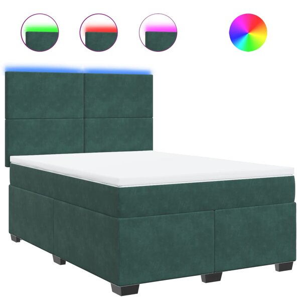 vidaXL Sommier à lattes de lit et matelas Vert foncé 140x200cm Velours