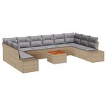 vidaXL Ensemble de canapé de jardin 11 pièces avec coussins Beige Poly Rotin Acacia