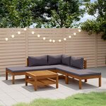 vidaXL Salon de jardin 6 Pièces avec coussin Bois d'acacia solide