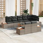 vidaXL Ensemble de canapé de jardin 9 pièces avec coussins en poly rattan gris acacia