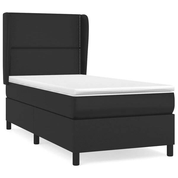 vidaXL Sommier à lattes de lit avec matelas Noir 80x200cm Similicuir