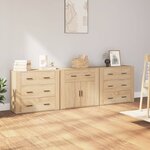 vidaXL Buffets 3 Pièces Chêne sonoma Bois d'ingénierie