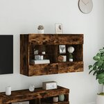 vidaXL Meuble TV mural avec lumières LED chêne fumé 98 5x30x60 5 cm