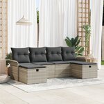 Set de Canapés de Jardin vidaXL 6 pièces avec Coussins Gris Clair en Rattan Synthétique