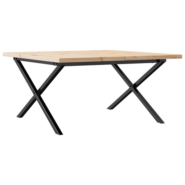 vidaXL Table basse cadre en X 90x90x45 5cm bois de pin massif et fonte