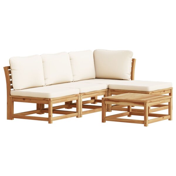 vidaXL Salon de jardin avec coussins 5 Pièces Bois d'acacia solide