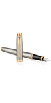 PARKER IM Stylo plume  métal brossé  plume moyenne  encre bleue  Coffret cadeau