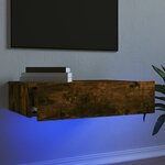 vidaXL Meuble TV avec éclairage LED chêne fumé 60x35x15 5 cm