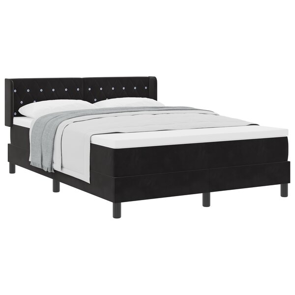 Box Spring vidaXL avec Matelas Noir 140x200 cm Velours