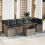 vidaXL Ensemble de canapé de jardin de 8 pièces avec coussins gris poly rattan