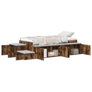 vidaXL Cadre de lit de rangement Chêne fumé 80x200 cm
