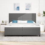 vidaXL Lit avec sommier à ressorts et lumière LED gris 200x200 cm tissu velours côtelé