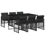 vidaXL Ensemble à manger de jardin coussins 7 Pièces noir résine tressée