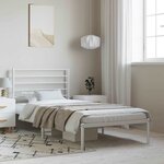vidaXL Cadre de lit métal sans matelas et tête de lit blanc 100x190 cm