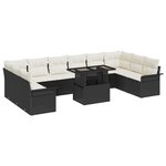 vidaXL Ensemble de canapé de jardin 11 pièces avec coussins en rotin poly noir
