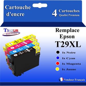 T3AZUR - 4x Cartouches compatibles avec Epson Expression Home XP-235  XP-245  XP-247  XP-255  XP-257  T29XL