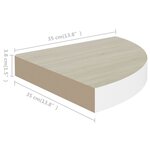 vidaXL Étagères d'angle murales 4 Pièces Chêne et blanc 35x35x3 8 cm MDF