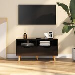 vidaXL Meuble TV noir brillant 90x40x48 5 cm bois d'ingénierie