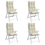 vidaXL Coussins de chaise à dossier haut lot de 4 crème tissu oxford