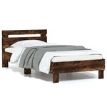 vidaXL Cadre de lit tête de lit chêne fumé 90x190 cm bois ingénierie