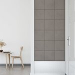 vidaXL Panneaux muraux 12 Pièces Gris clair 30x30 cm Velours 1 08 m²