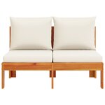 vidaXL Canapé de jardin sans accoudoirs coussins 2 places bois acacia