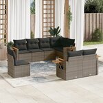 vidaXL Salon de jardin 8 Pièces avec coussins gris résine tressée