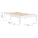 vidaXL Cadre de lit Blanc Bois massif 75x190 cm Petit simple