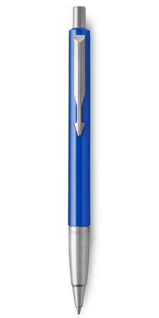 PARKER Vector stylo bille, bleu avec attributs chromés, pointe moyenne, encre bleue, coffret cadeau