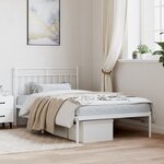 vidaXL Cadre de lit métal avec tête de lit blanc 107x203 cm