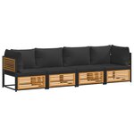 vidaXL Salon de jardin avec coussins 4 Pièces bois d'acacia massif