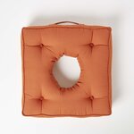 Coussin bouée en velours de coton - Orange - HOMESCAPES