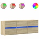 vidaXL Meuble TV mural avec lumières LED chêne sonoma 130x31x45 cm