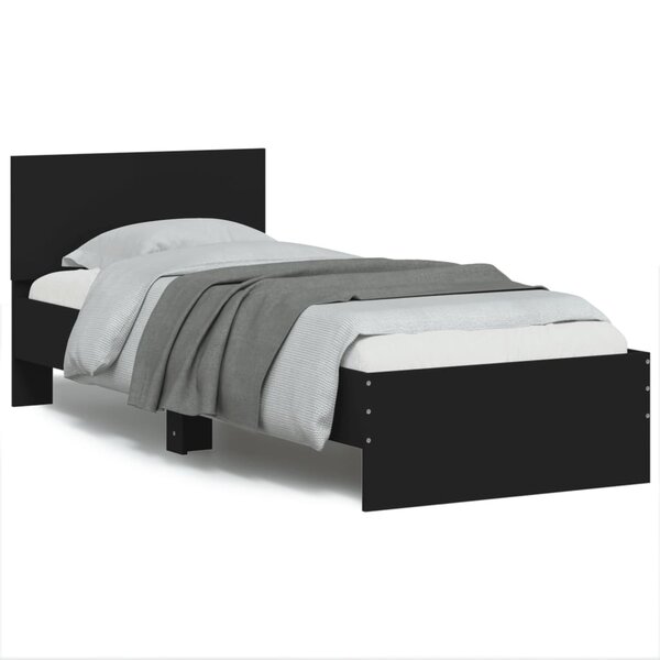 vidaXL Cadre de lit sans matelas avec tête de lit noir 90x190 cm