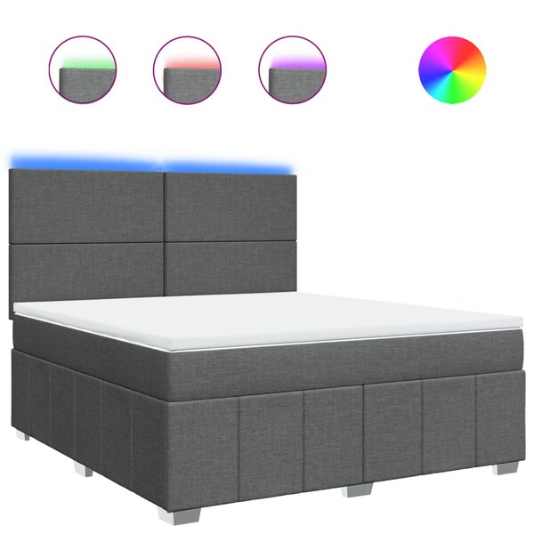 vidaXL Sommier à lattes de lit avec matelas Gris foncé 180x200cm Tissu