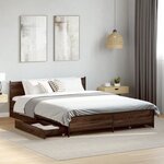 vidaXL Cadre de lit et tiroirs chêne marron 120x190 cm bois ingénierie