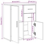 vidaXL Buffets 2 Pièces sonoma gris 60x31x70 cm bois d'ingénierie