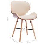 vidaXL Chaises à manger lot de 2 crème similicuir et bois courbé