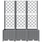 vidaXL Jardinière avec treillis Gris clair 120x40x136 cm PP