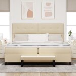 vidaXL Lit Box Spring avec Matelas & Banc Crème 200x200 cm Tissu