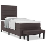 vidaXL Lit à ressorts avec Matelas & Banc Marron Foncé 100x200 cm Tissu