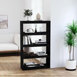 vidaXL Bibliothèque/Séparateur de pièce Noir 80x30x135 5 cm Pin massif