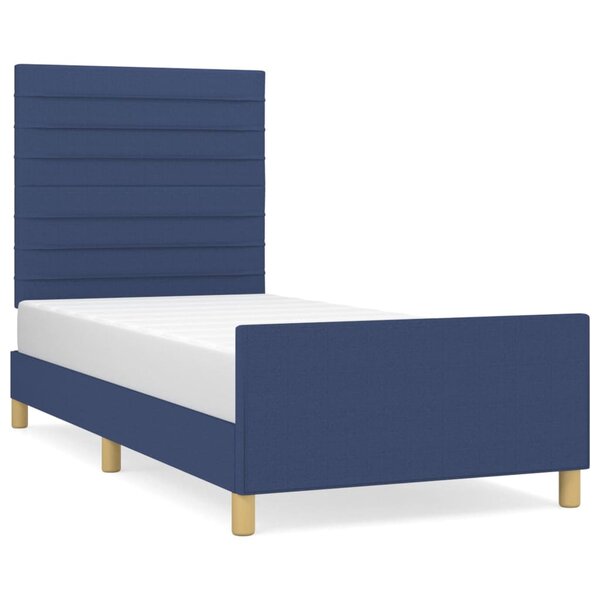 vidaXL Cadre de lit avec tête de lit Bleu 100 x 200 cm Tissu