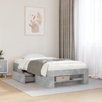 vidaXL Cadre de lit sans matelas gris béton 90x190cm bois d'ingénierie