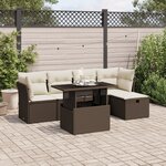 vidaXL Salon de jardin avec coussins 6 Pièces marron résine tressée